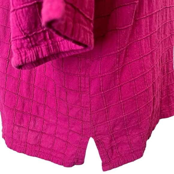 Eucalyptus Magenta Pink Size XL Cotton Boho Hippie Button Down Boxy Top - Picture 5 of 8